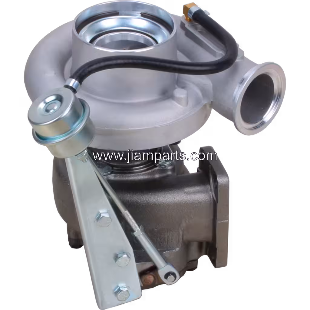 4955749 HX35W aftermarket turbocharger — top three-quarter view