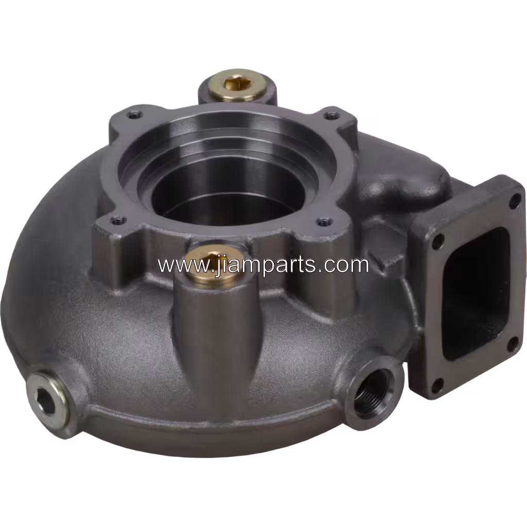 2843504 HX80M aftermarket turbine housing — top three-quarter view